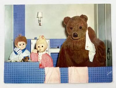 Bonne Nuit les Petits - Carte Postale Yvon - N�7 Nounours Nicolas & Pimprenelle salle de bain