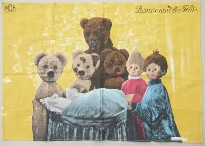 Bonne Nuit les Petits - Torchon Tissus Imprim� - Nounours Neveux Nicolas Pimprenelle