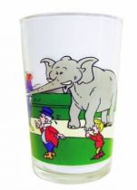 Bozo the Clown - Mustard glass - Bozo and the elephant