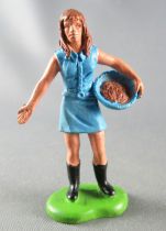 Britains - The Farm - Young Lady giving grain Blue ref 2051