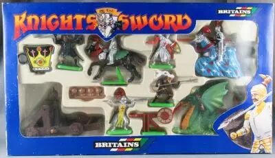 Britains Deetail 7790 - Moyen-Age - Coffret Knight of the Sword Cavaliers Pi�tons Dragon Catapulte NB