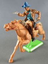 Britains Deetail Cowboy Cavalier dégainant et tirant cheval marron clair galop long