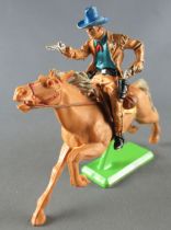 Britains Deetail Cowboy Mounted Drawing and shooting light brown galoping horse