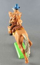 Britains Deetail Cowboy Mounted Drawing and shooting light brown galoping horse