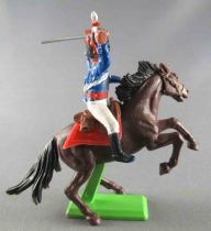 Britains Deetail Waterloo Français cavalier Hussard bleu chargeant sabre levé cheval brun  cabré