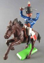 Britains Deetail Waterloo French Mounted Blue Hussard charging sabre up brown rearing up horse
