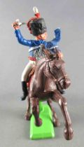 Britains Deetail Waterloo French Mounted Blue Hussard charging sabre up brown rearing up horse
