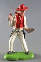 Britains Herald -- Cowboy - Piéton 2 Revolvers (rouge & blanc) (réf 60?)