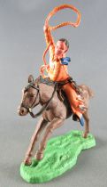 Britains Hong Kong - Cowboy - Cavalier lasso orange cheval brun galop long