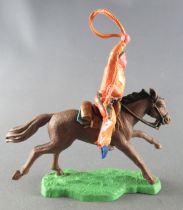 Britains Hong Kong - Cowboy - Cavalier lasso orange cheval brun galop long