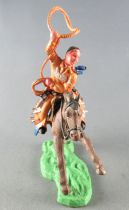 Britains Hong Kong - Cowboy - Cavalier lasso orange cheval brun galop long