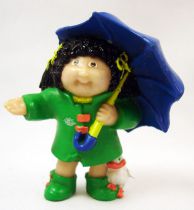 Cabbage Patch Kids - PVC Figure 1984 - Brunette girl in raincoat with umbrella