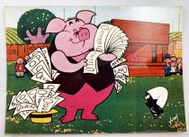 Calimero - Yvon Postal Card (1975) #002 Calimero and he capitalist pig
