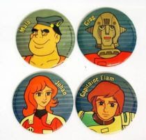 Captain Future - Vintage Buttons - Capitaine Flam, Grag, Mala, Johan