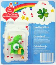 Care Bears - Kenner - Miniature - Good Luck Bear pouring 4-leaf clovers (square card)