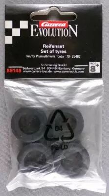 Carrera 89145 - Set of 4 Tyres for Plymouth Hemi Cuda 70 Ref 25463 MIB Slot Car 1:32
