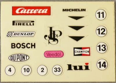 Carrera Servo 140 Profi - Stickers Sheet for Slot Car
