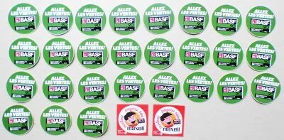 Casette Audio Basf Allez les Vertes Maxell Enregistrez Fid�le - Lot de 29 Autocollants Vintage