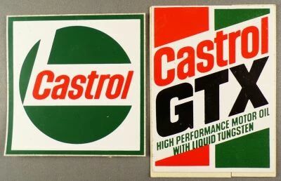 Castrol - Car Oil - 2 x Vintage Stickers