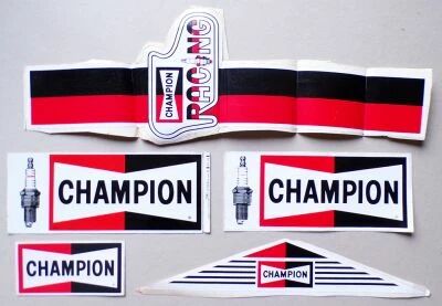Champion - Bougies Voiture - Lot de 5 Autocollants Vintage