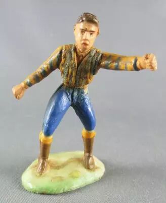 Clairet - far west - cow boy 2�me s�rie - pi�ton bras gauche lev� (jaune & bleu)