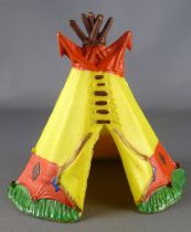 Clairet - far west - indien - accessoires - tente 2ème modèle jaune citron & rouge 