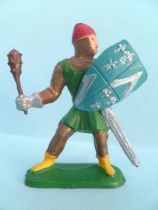 Clairet - Middle-Age - Footed defending trooper (green) with mace & shield