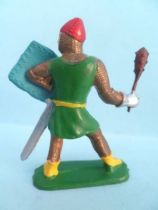 Clairet - Moyen- Age - Piéton soldat armure (vert) masse d\'arme & bouclier