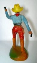 Clairet - wild west - cow boy 1st series - footed advancing two guns left arm up (blue & red)