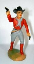 Clairet - wild west - cow boy 1st series - footed advancing two guns right arm up (grey & red)
