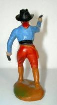 Clairet - wild west - cow boy 1st series - footed advancing two guns right arm up (red & blue)