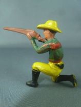 Clairet - wild west - cow boy 1st series - footed kneeling firing rifle (green & yellow - yellow hat)