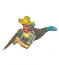 Clairet - wild west - cow boy 1st series - footed laying firing rifle (yellow & blue - yellow hat)