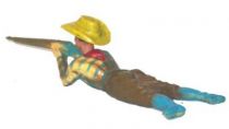 Clairet - wild west - cow boy 1st series - footed laying firing rifle (yellow & blue - yellow hat)