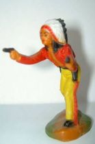 Clairet - wild west - indian 1st series - footed standing chief fighting 2 pistols (yellow pants)