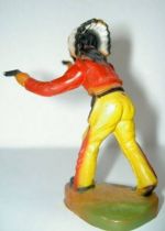 Clairet - wild west - indian 1st series - footed standing chief fighting 2 pistols (yellow pants)