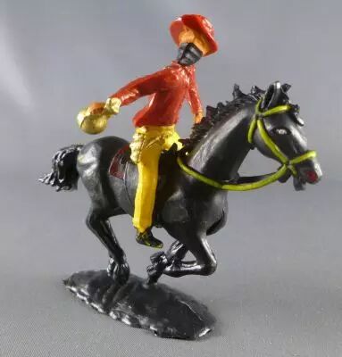 Cofalu - 54mm - Western - Cow-Boy Cavalier masqu� avec sac de banque chemise rouge