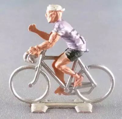 Cofalu (Ann�es 60) - Cycliste Plastique - Equipe Mauve Bandes Noires Bras Droit Lev�