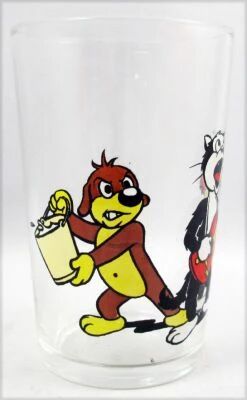 (copie) Pif Gadget - Verre Amora Pif & Hercule jouent � saute-mouton