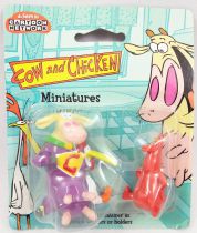 Cow and Chicken - 2\  miniature figures - Supercow & Red Guy - Kids Logistix Retail 1999