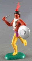 Crescent Toy - Plastic Figure Swoppet Movable - Wild West - Indian Knife & Shield