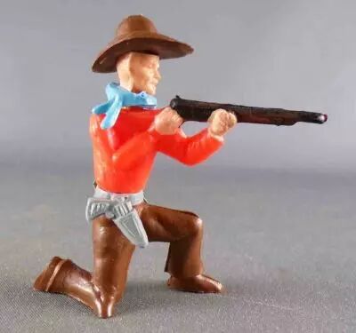 Cyrnos - Far-West - Cow-boys Swoppet Type2 Pi�ton Tireur Fusil Genoux Chapeau Coll�