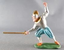 Cyrnos - Renaissance - Piéton Casque Barbichette Attaquant Epée Pantalon Bleu