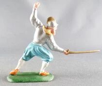 Cyrnos - Renaissance - Piéton Casque Barbichette Attaquant Epée Pantalon Bleu