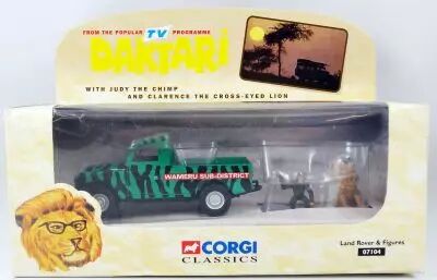 Daktari - Corgi - Land Rover1:36�me diecast avec figurines Judy et Clarence