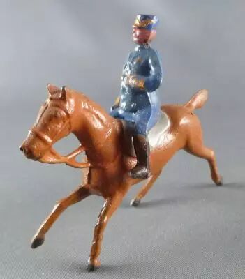 Figurine D.C. (Domage & Cie) – Moto Bleue Et Motocycliste – 45 Mm – Plomb Creux