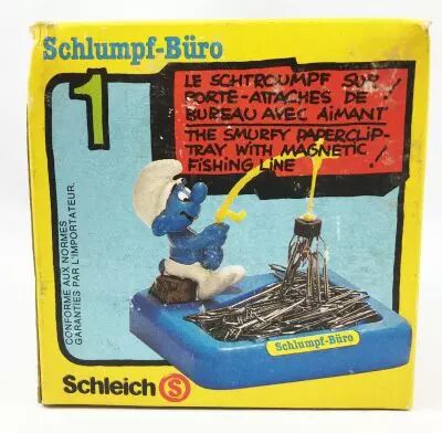 Desktop Smurf (Schlumpf B�ro) - Schleich - 53101 Smurfy Paperclip-Tray with Magnetic Fishing Line