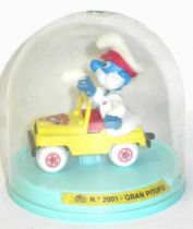 Die-Cast vehicule Guisval (Ref 2001) Mint in Box PaPa Smurf yellow jeep