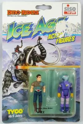 Dino Riders Ice Age Action Figures - Wizz & Gutz - Tyco Siso Germany