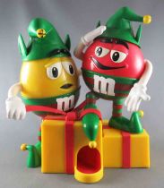 Distributeur de bonbons M&M\'s - Rouge et Jaune en elfes du Père-Noël